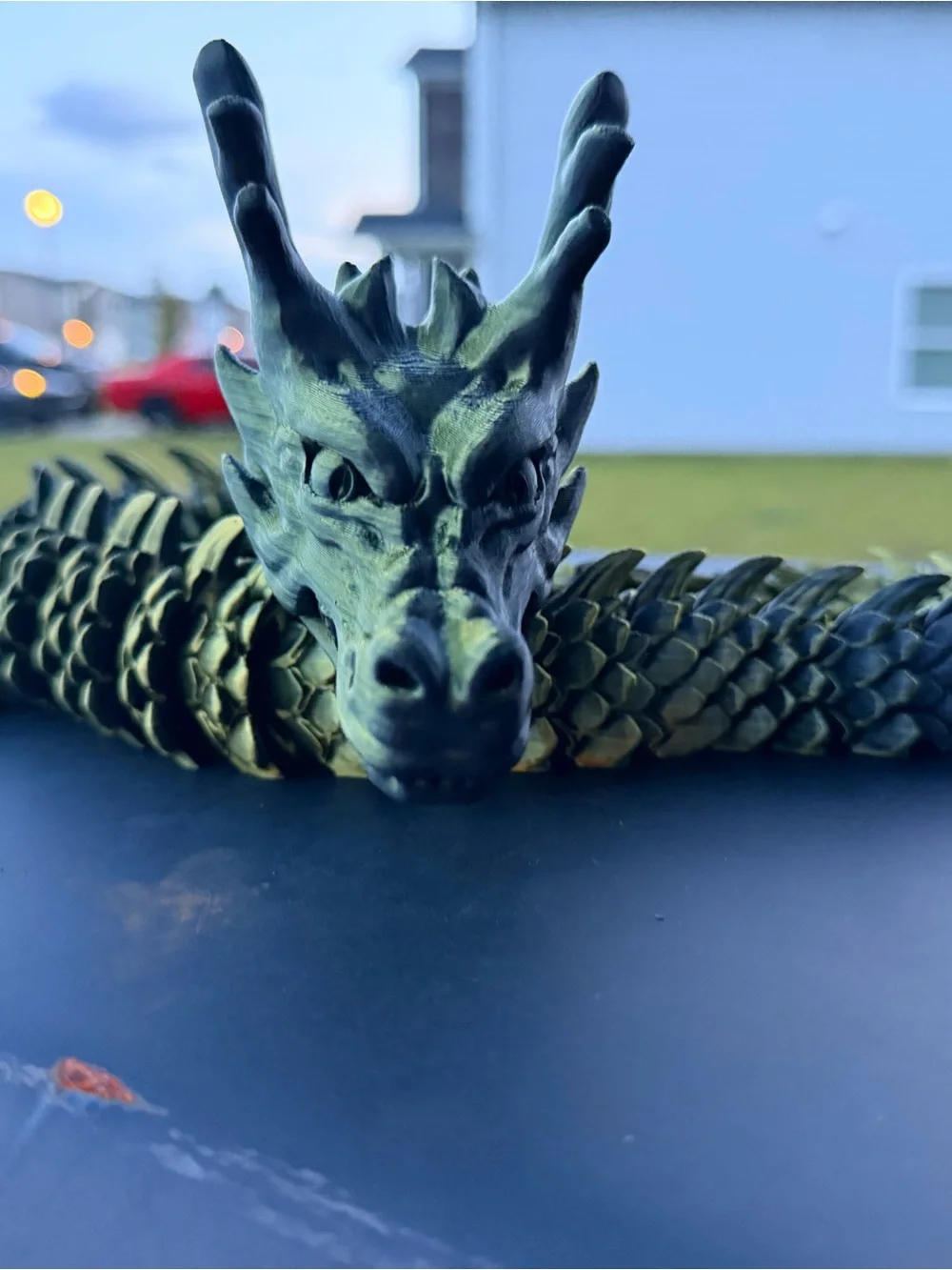 Green 3D Dragon Reptile Ornament - Decorative Habitat Accent